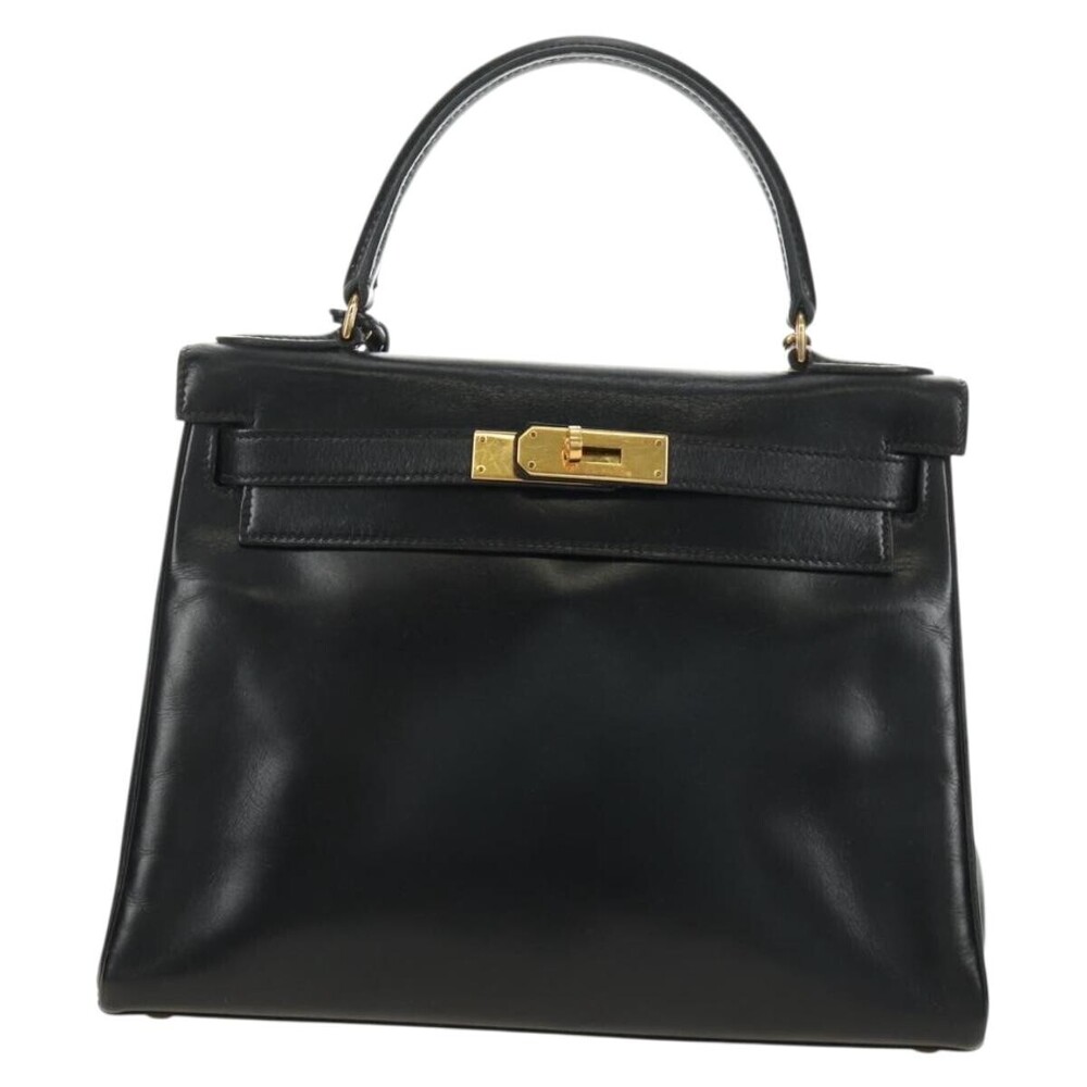 Hermes Kelly Black Box Calf with Gold Hardware 28